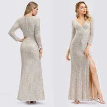 Вечернее платье Русалка серое с блестками с v-образным вырезом сексуальное длинное женское вечернее платье новые модные женские платья