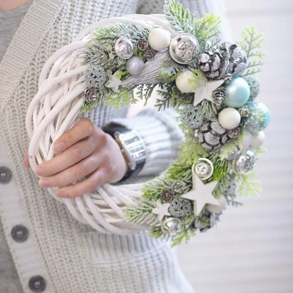 Ghirlanda di vimini in rattan Moligin decorazione natalizia con anello floreale 20 cm 