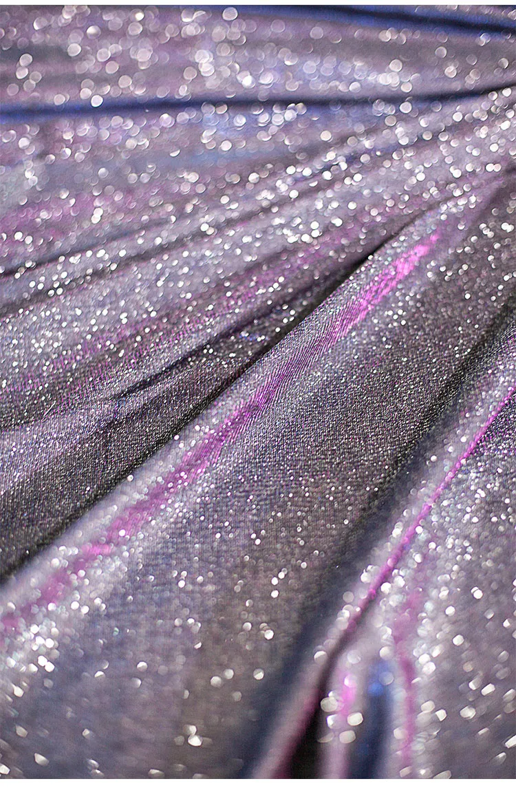 Премиум фиолетовый W/серебряный блеск стрейч-Тюль Ткань, продается метр