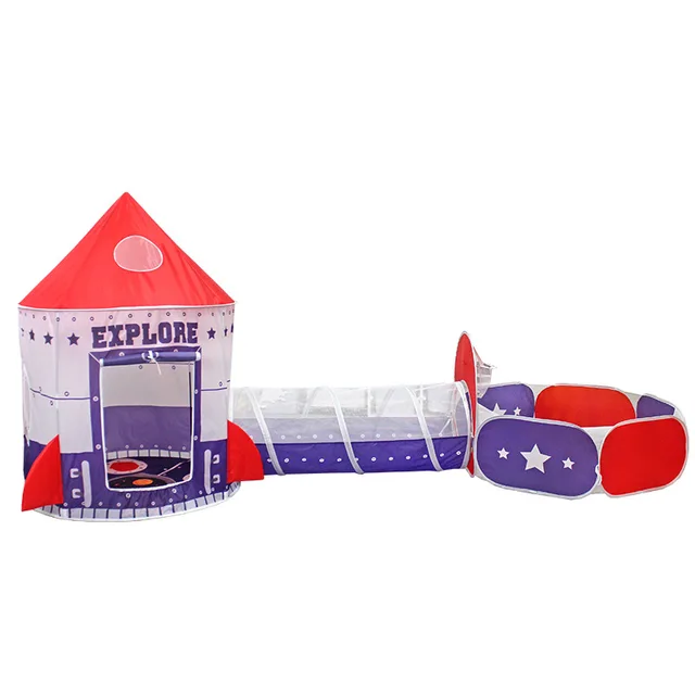 Children's Tent Toy Indoor Play House Folding Tent Spaceship Tunnel Three-piece Set Yurt Castle Toy Gift for Boys and Girls Baby 6