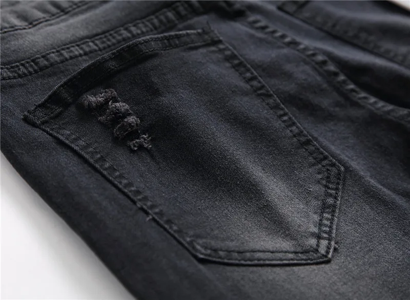 Jeans Men New Men's Black Pants Pants Men's Stretch Hole Casual Jeans Slim Fit Pants Size 28-40 42