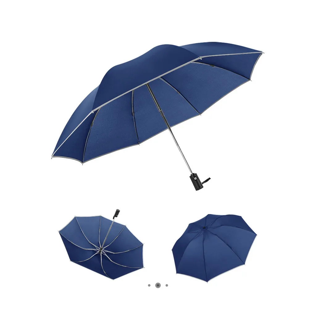 Автоматический Модный складной деловой зонт со светоотражающими полосками, Зонт от дождя и солнца, инструмент для окклюзии