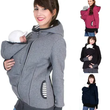 

Women Maternity Outwear Baby Pouch Carrier Nursing Hoodie Kangaroo Zipper For Pregnancy Coat Women Breastfeeding Hooded Tops