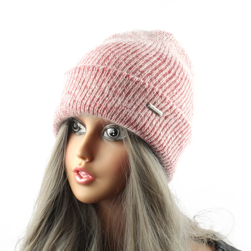 2022 New Winter Hat For Women Real Rabbit Fur Knitted Beanie Ladies Thick Warm Angora Wool Hat Female Skullies Beanies 3
