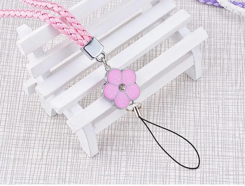 Wholesale PU Leather Mobile Phone Strap Smart Phone Key Holder Ring Flower Lanyard Phone Accessory Cord Hand Rope Keychain
