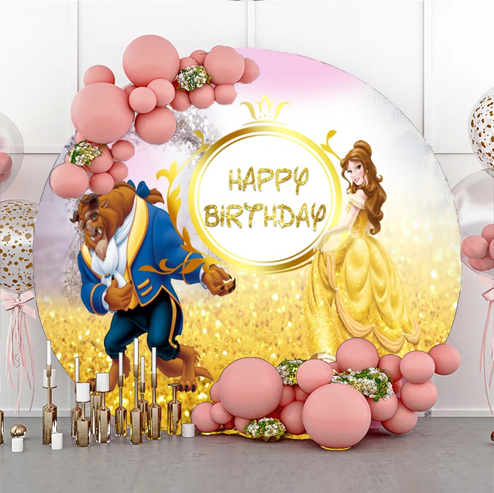 漫画の美女と野獣の写真の背景雪の女王カラフルな壁紙幸せな誕生日のベビーシャワーの背景 Party Backdrops Aliexpress