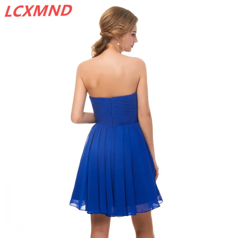 Royal Blue Sweetheart Homecoming Dresses Short Chiffon A-Line Mini Party Cocktail Dress Formal Party Prom Gown Sweet 16 Dress