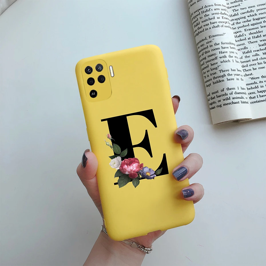 cases for oppo phones For Oppo Reno 5 Lite Case Letters Monogram ABC Flower Soft Silicone Back Cover For Oppo Reno5 Z Reno 5 F Z Lite 5F 5Z 5Lite Case oppo phone back cover