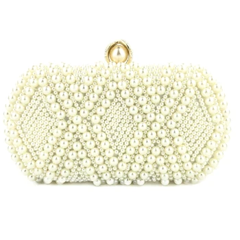

Women Wedding Purse Handmade Pearl Handbags Fashion Evening Bag(Apricot)
