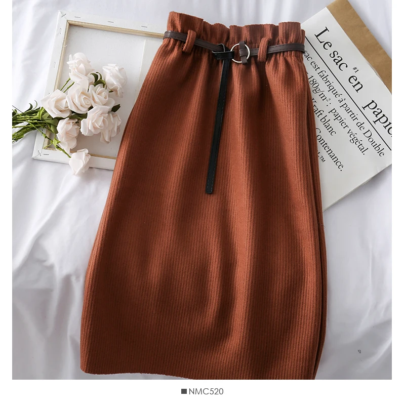 Женские юбки с поясом, весна-осень, Корейская, подходит ко всему,, длинная юбка с высокой талией, женская юбка, 13568