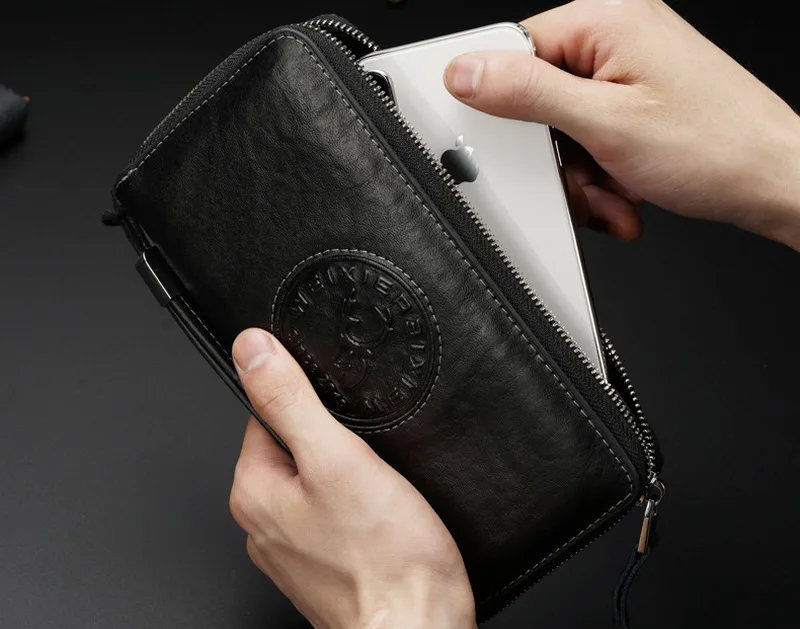Противоугонный RFID кошелек для защиты карт мужской кошелек из воловьей кожи чехол для телефона клатч банк держатели кредитных карт сумка карман на молнии