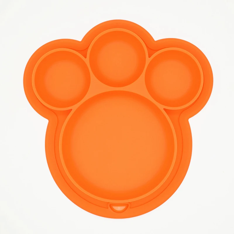 Детский Силиконовый поднос, форма мультяшного медведя, в форме лапы, Детские обеденные блюда, всасывающая детская обучающая посуда, Детская миска для питомца