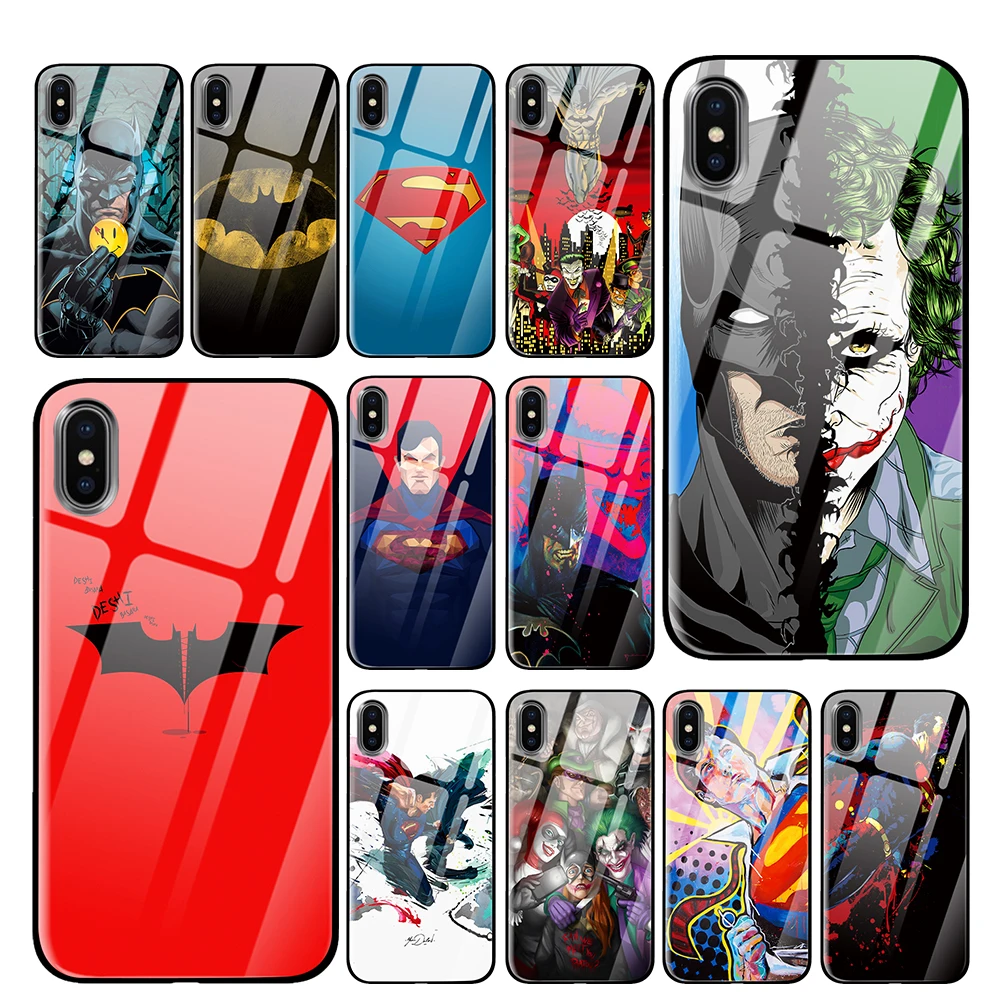 Супермен Бэтмен для iPhone 5 5S SE 6 6s 7 8 Plus X XS Max XR закаленное стекло чехлы для телефонов