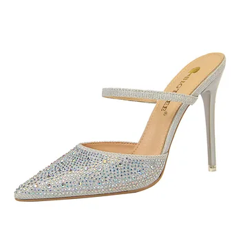 

Summer Slides Women Mules High Heels Pop Vogue Nice Glitter Heels Pumps Women Shoes Plus Size Shoes Women High Heels Sandals