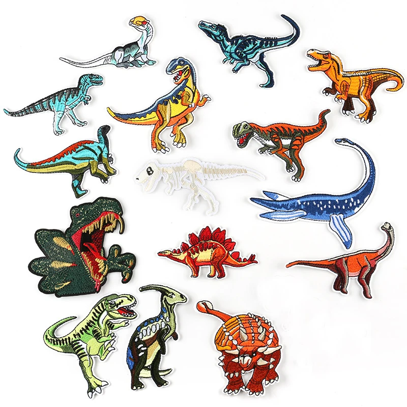 XINAHER динозавр вышивка нашивки для одежды DIY полосы Аппликации Наклейки для одежды Железный На значки животных - Цвет: 16PCS