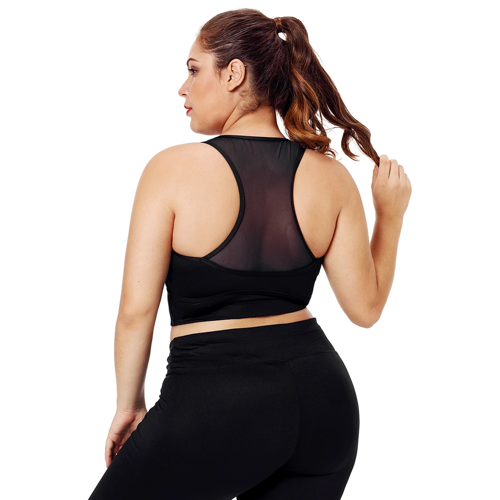 Plus Size Workout Sports Crop Tops Gym Racerback Seamless Yoga Fitness Sport Bra Top Padded Activewear for Women Tops Crops