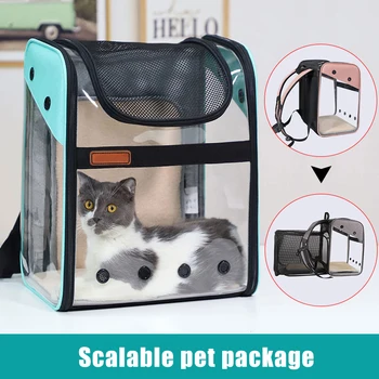 

Innovative Traveler Backpack Pet Carriers for Cat and Small Dogs Transparent Mesh Breathable Backpack TUE88