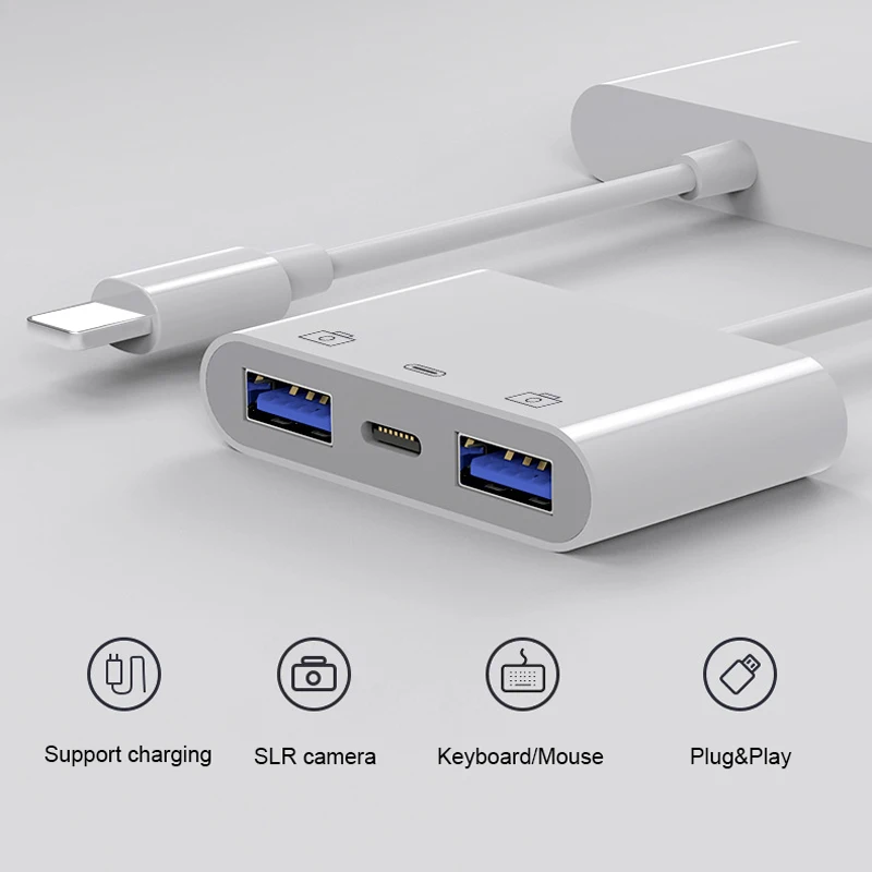 Адаптер UTHAI для iPhone iPad двойной USB 3 0 разветвитель поддержка IOS13 молния быстрая