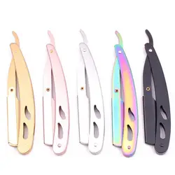 Men Shaver Foldable Handle Professional Barber Straight Razor Stainless Steel Manual Beard Shaving Razor with 10 Blade Wholesale