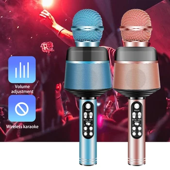 

Wireless Bluetooth Microphone With Flashing Lights Portable Handhold Mic Speaker For Mobile Phone Singing Music Apps