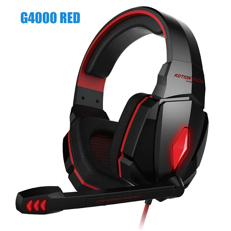 G4000 blue Гарнитура Накладные наушники проводные Игровые наушники глубокий бас стерео шлем с микрофоном для PS4 xbox PC ноутбук геймер - Цвет: G4000 blue