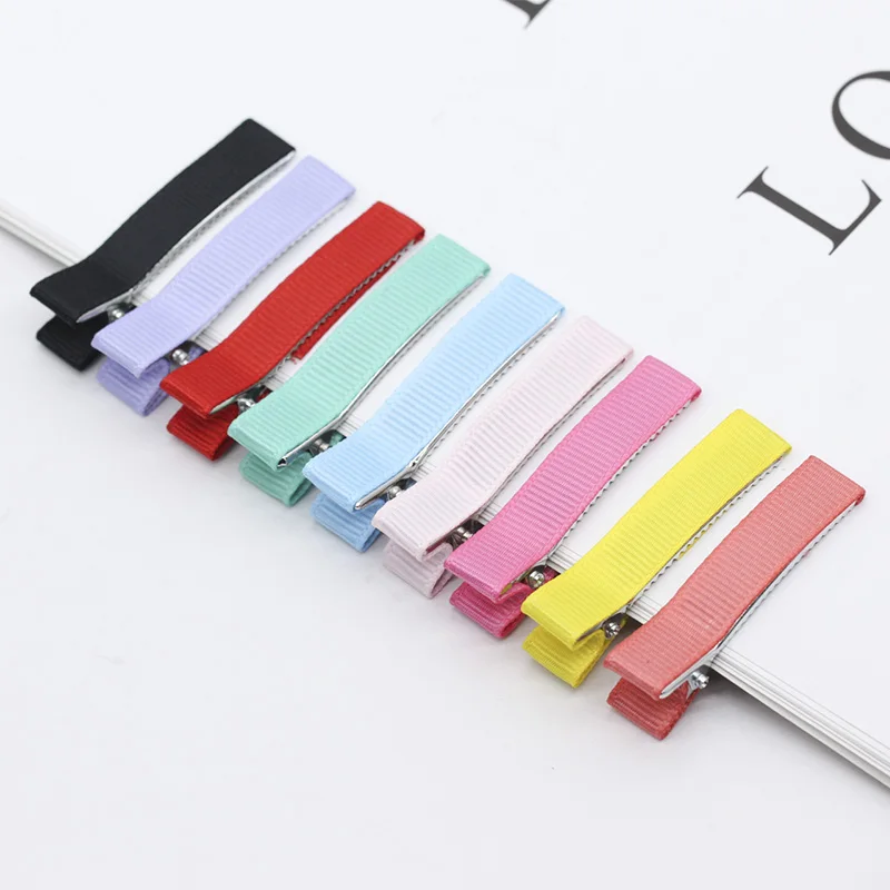 Hair-Clips Ribbon-Covered Lined Double-Prong-Hairpin Alligator Bows-Flower Craft Diy