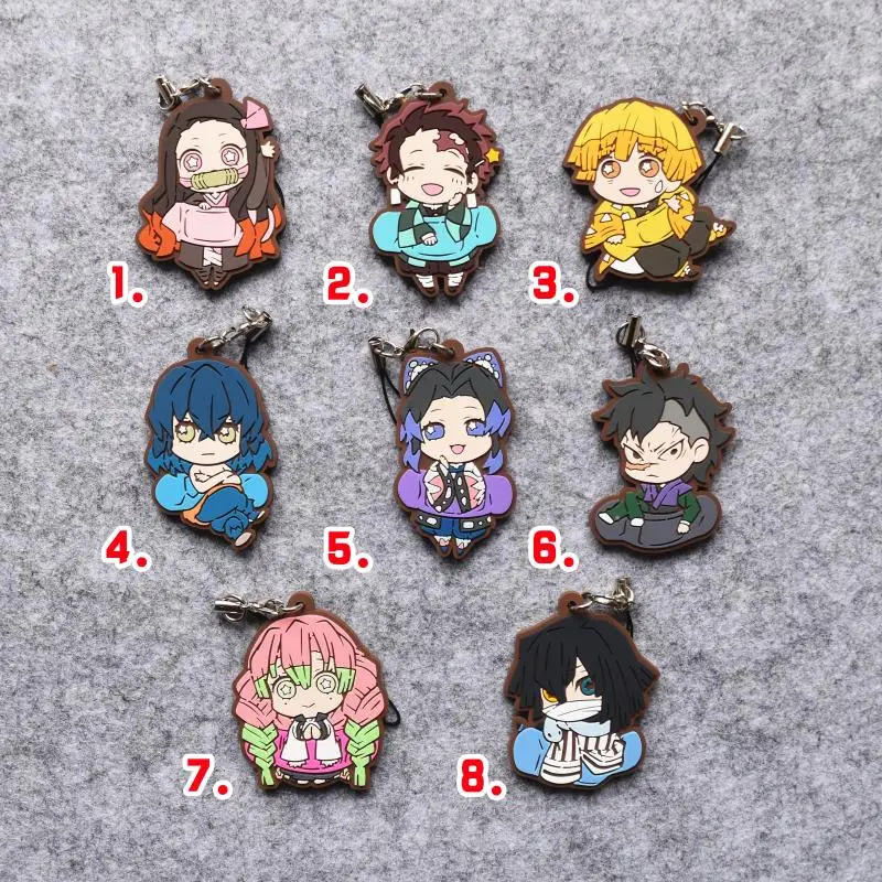 

Demon Slayer Kimetsu no Yaiba Anime Kamado Tanjirou Nezuko Agatsuma Zenitsu Kanroji Mitsuri Kochou Shinobu Rubber Keychain