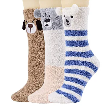 

Women's Socks Fuzzy Socks 3 Pairs Warm Soft Slipper Home Sleeping Cute Animal Socks Female Ladies Casual Cotton Socks #3