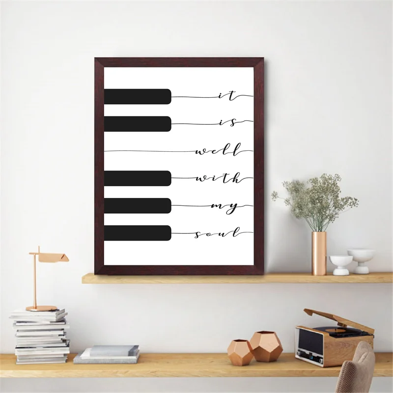 Lyric Print It Is Well With My Soul Music Poster Piano Keyboard Wall Art Canvas Painting Picture Home Decor