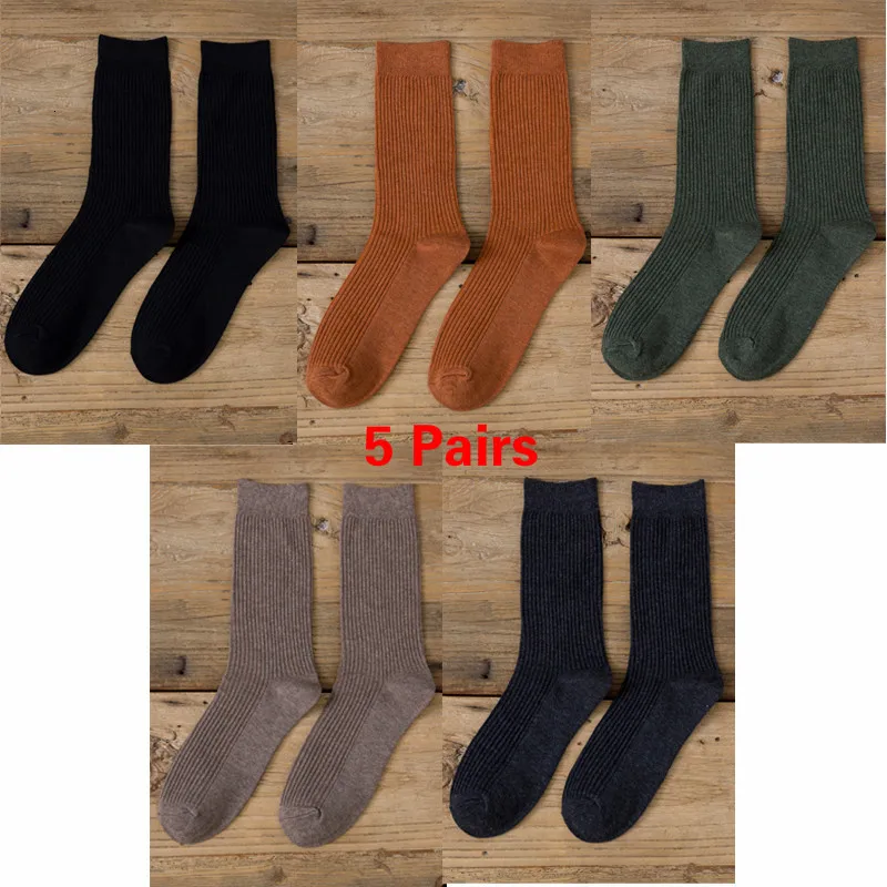 Носки Подарки для мужчин короткие хлопковые Харадзюку Calcetines Hombre рабочие Skarpetki зимние мужские носки в полоску Sokken упаковка 5 пар - Цвет: N