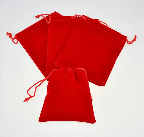 

500pcs 7*9cm red Pure color Velvet Bags woman vintage drawstring bag for Party/Jewelry/Gift diy handmade Pouch Packaging Bag