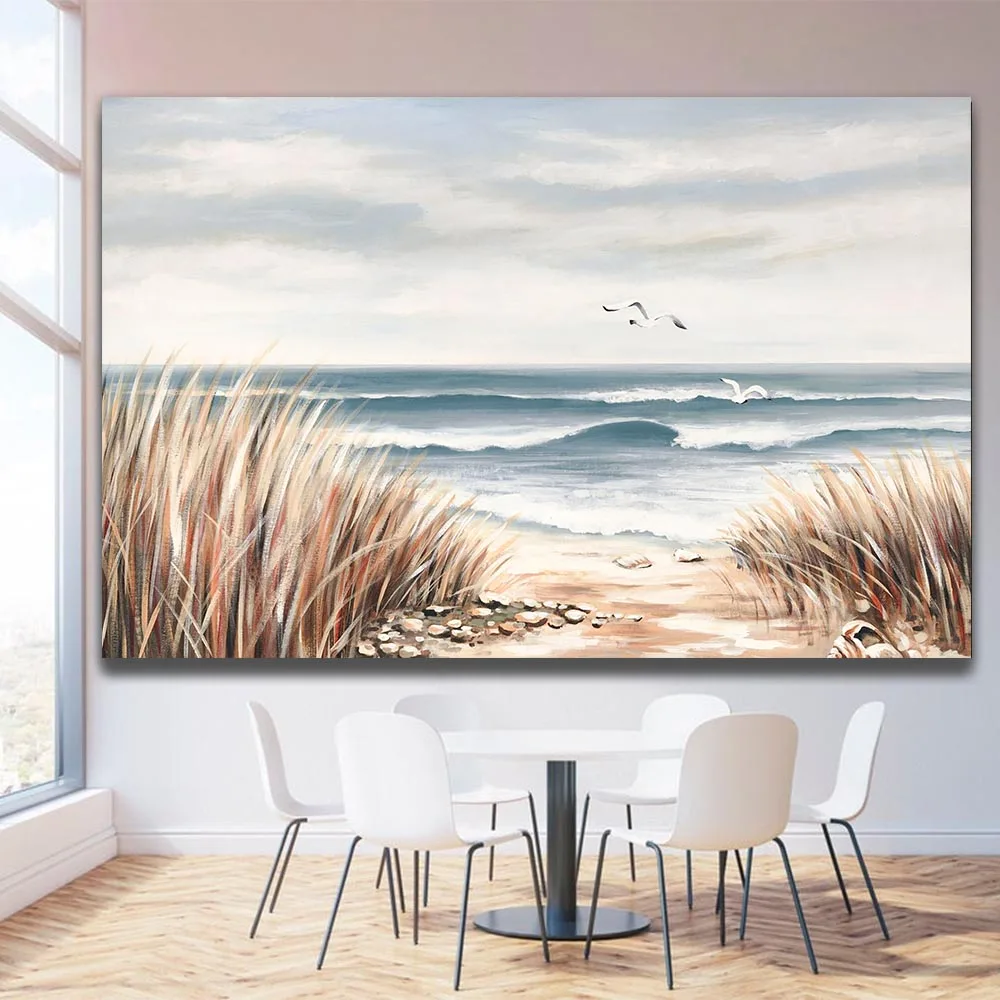 Art & Collectibles Painting Oil Beach House Decor Seagull Painting