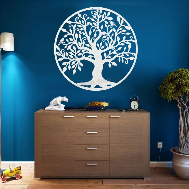 LARNT Arte De Pared De Metal Con árbol De La Vida, Decoración De árbol De La Vida, Arte De Ramas De Metal Para Pared, Colgante De Naturaleza, Letrero De Granja, Decoración