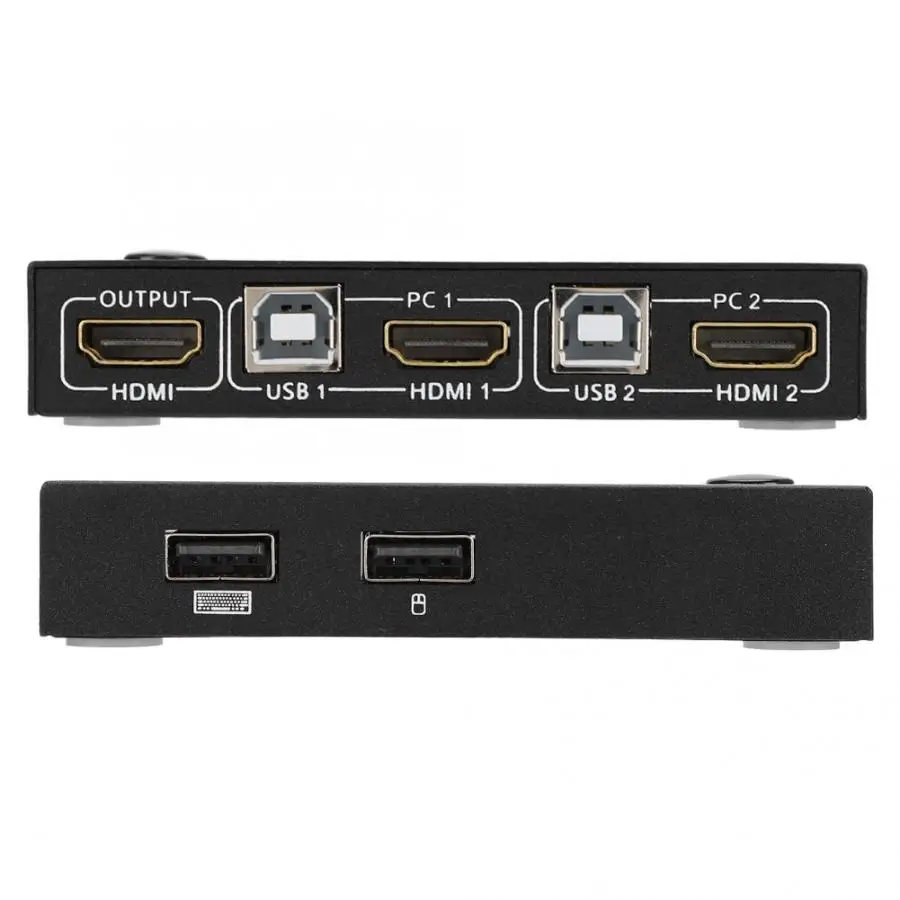 AM-KM201 2-в-1-выход HDMI KVM переключатель двойной монитор удлинитель двойной молнии сплиттер 3840*2160 30 Гц KVM переключатель