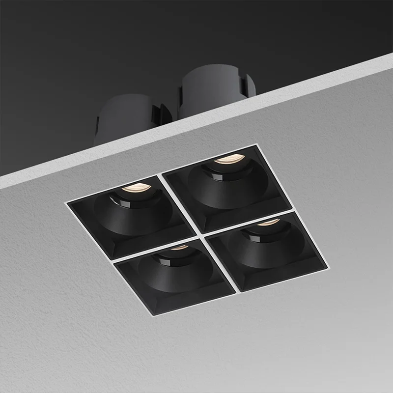 Aisilan LED embedded borderless spotlight three-head four-head no main light grille ceiling downlight for living room bedroom