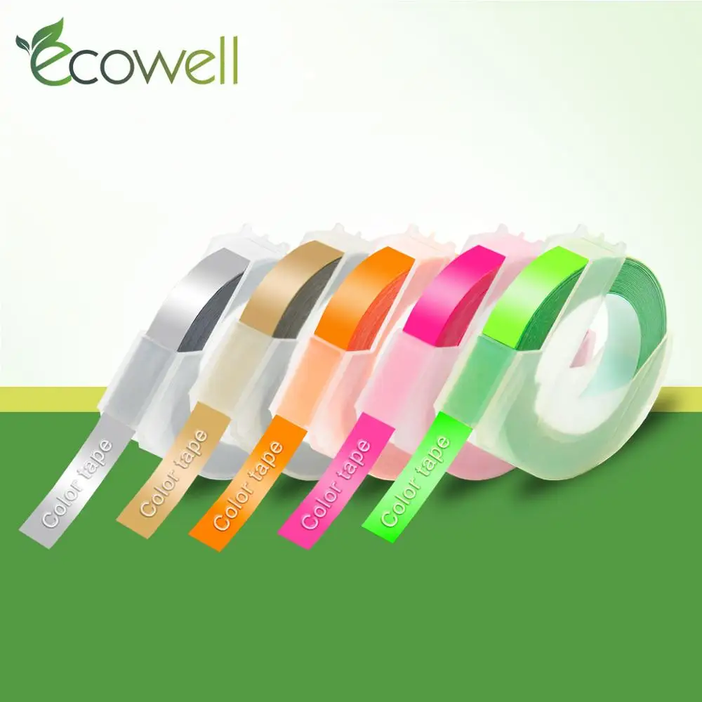 Ecowell 3D Plastic Embossing Tape Multicolor for Embossing Label Maker PVC Label for Dymo 1610 1540