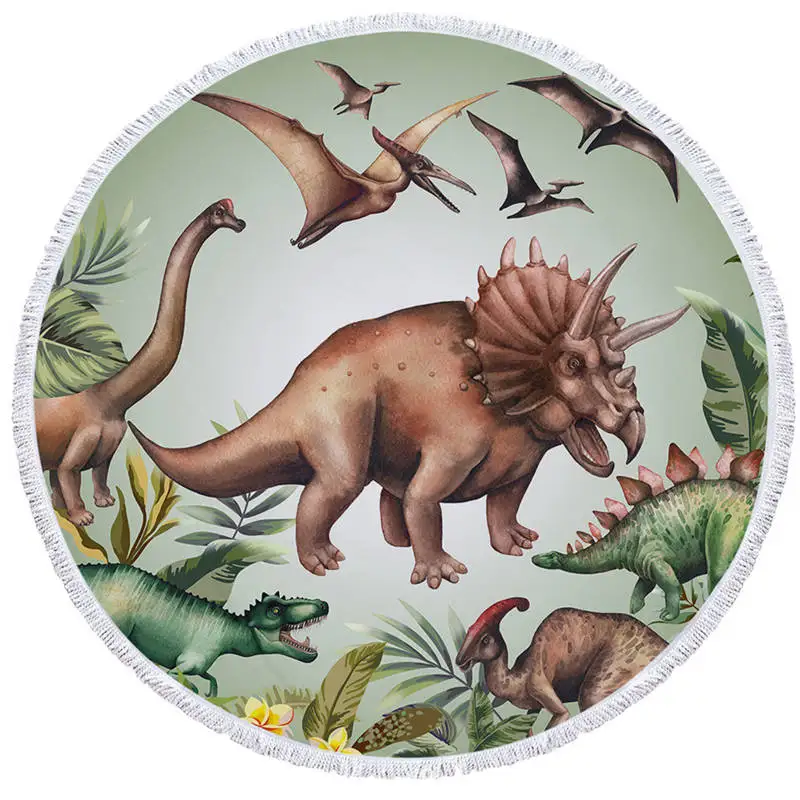 002 - Towel Постельное белье Outlet динозавр круглый пляжное полотенце Jurassic гобелен дети мультфильм карта мира микрофибра Большое банное полотенце для взрослых 150 см - Цвет: 002 - Towel