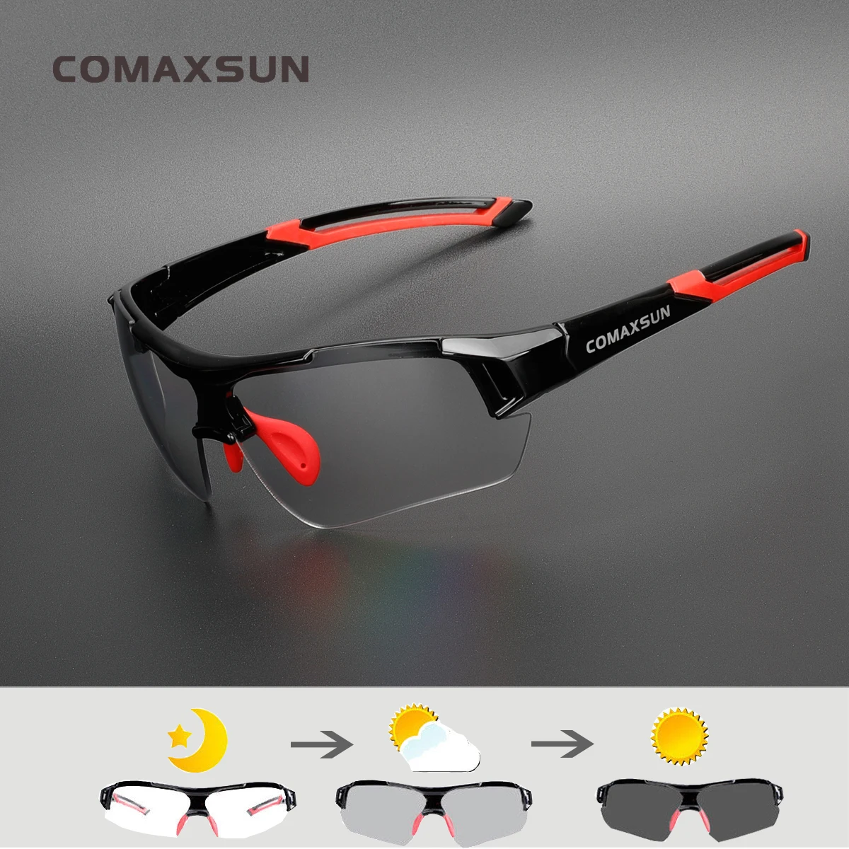 Фотохромные велосипедные очки COMAXSUN Обесцвечивающие спортивные солнцезащитные