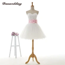 Простое короткое/мини Тюлевое платье для выпускного вечера, изысканное платье с бисером и вырезом в виде сердца и бантом, вечерние платья на заказ