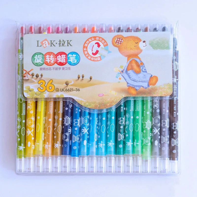 12/18/24/36 нетоксичные цветные водорастворимые crayon шелковистые масляная пастель палка со стирающимися чернилами детей поворотный картина товары для рукоделия для детей - Цвет: long 36 colors