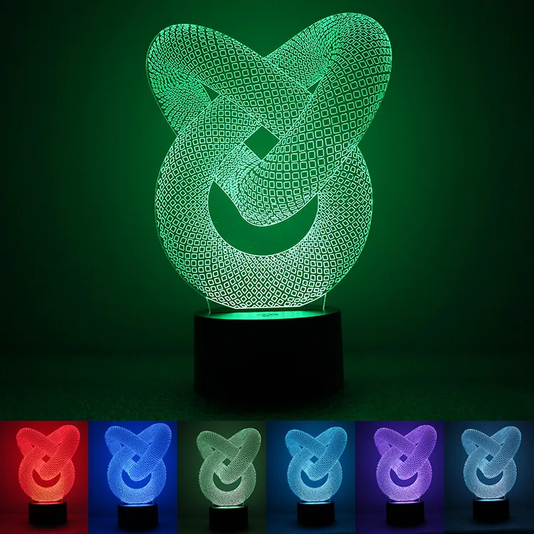 

2018 Foreign Trade Shuanghuan 3D Night Lamp USB Button Visual Creative Dynamic Alternate LED Shining Small Table Lamp