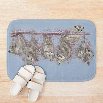 

Possum family on branch - Ash Blue Bath Mat Rug Doormat Floor Mat Carpet Home Carpet Hotel Living Room Floor Mats Anti Slip