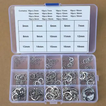 

150Pcs Stainless Steel Clip Internal External Circlip Retaining Ring Assortment Washer Snap Ring fasteners Kit M3~M18