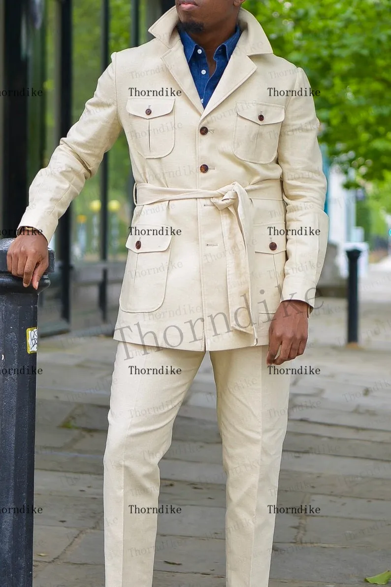 Thorndike Wedding Tuxedos For Groomsmen 2 Piece Slim Men Suits Set Made Jacket With Pants Best Man Costume Homme
