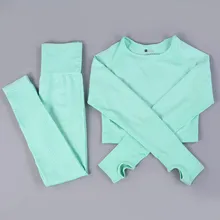 Женский бесшовный комплект для йоги S-XL Vital, спортивные костюмы для фитнеса, рубашки с длинным рукавом, леггинсы с высокой талией для бега и тренировок Женский бесшовный комплект для йоги S-XL Vital, спортивные костюмы для фитнеса, рубашки с длинным рукавом, леггинсы с высокой талией для бега и тренировок