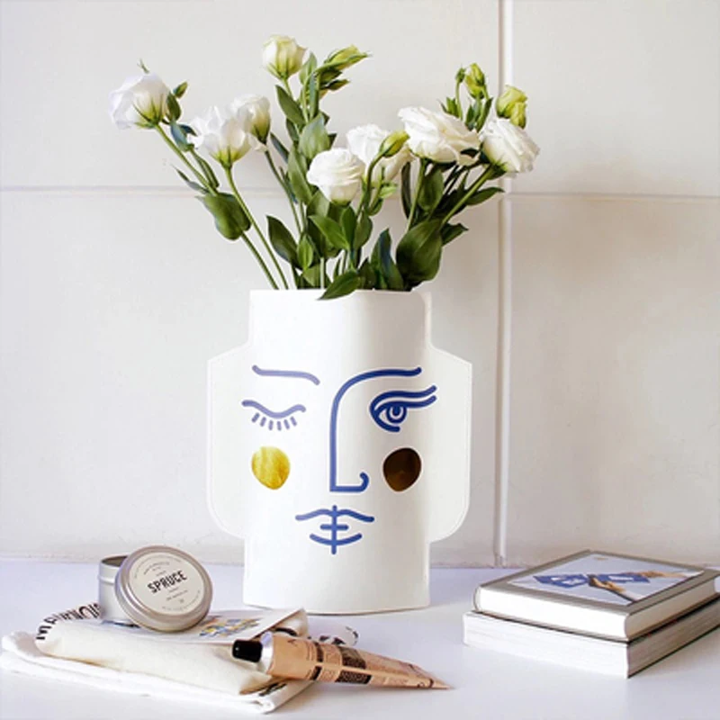 

Nordic double-sided art flower paper vase waterproof Face vase geometry flower vase ornaments home wedding decoration table vase