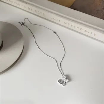 

RUIYI Girl Cute Butterfly AAA Zircon Setting Pendant Necklace Lovers Sister Wedding Birthday Jewelry 925 Sterling Silver Chokers