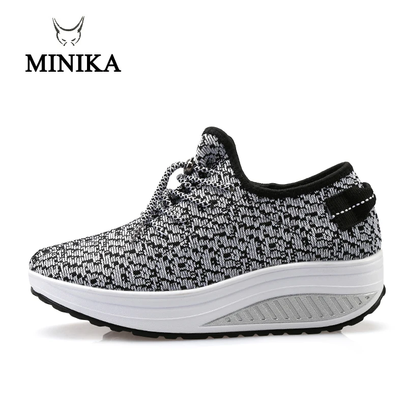 Minika/Новинка; розовые женские кроссовки на платформе; Туфли на танкетке; zapatillas; спортивная обувь для женщин; обувь для танцев; кроссовки для фитнеса