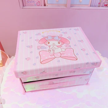 

Cute Cartoon Melody Desktop 9 Grids Drawer Container Girl Pink Foldable Double Layer Underwear Socks Organizer Storage Box Pouch