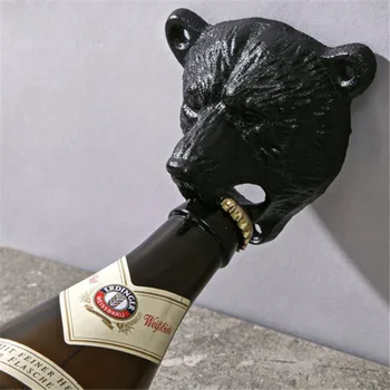 

Vintage Cast Iron Bear Design Beer Soda Top Opener Wall Mounted Glass Bottle Cap Durable Kitchen Bar Openers Tools